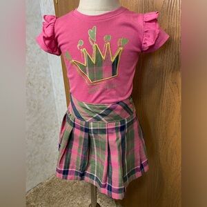 Garanimals, 2t, girls two piece set. Plaid skirt with pink graphic T-shirt.